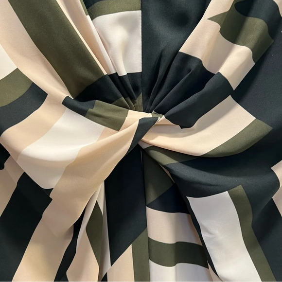Banana Republic Factory Olive Green Black Cream Twist Front Dress. Size 16. NWT. - Picture 7 of 15